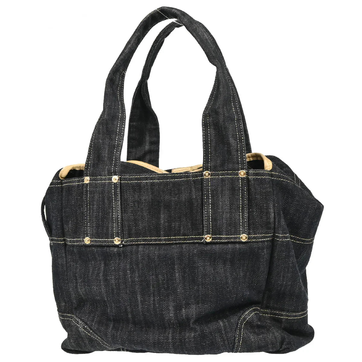 Chanel 1989-1991 Navy Sparkling Denim Tote Handbag