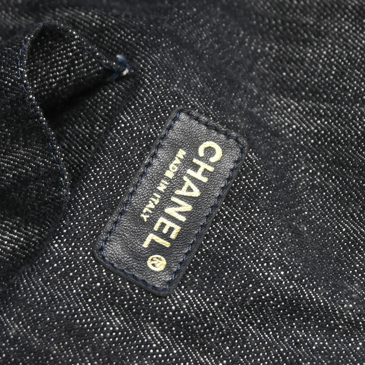 Chanel 1989-1991 Navy Sparkling Denim Tote Handbag