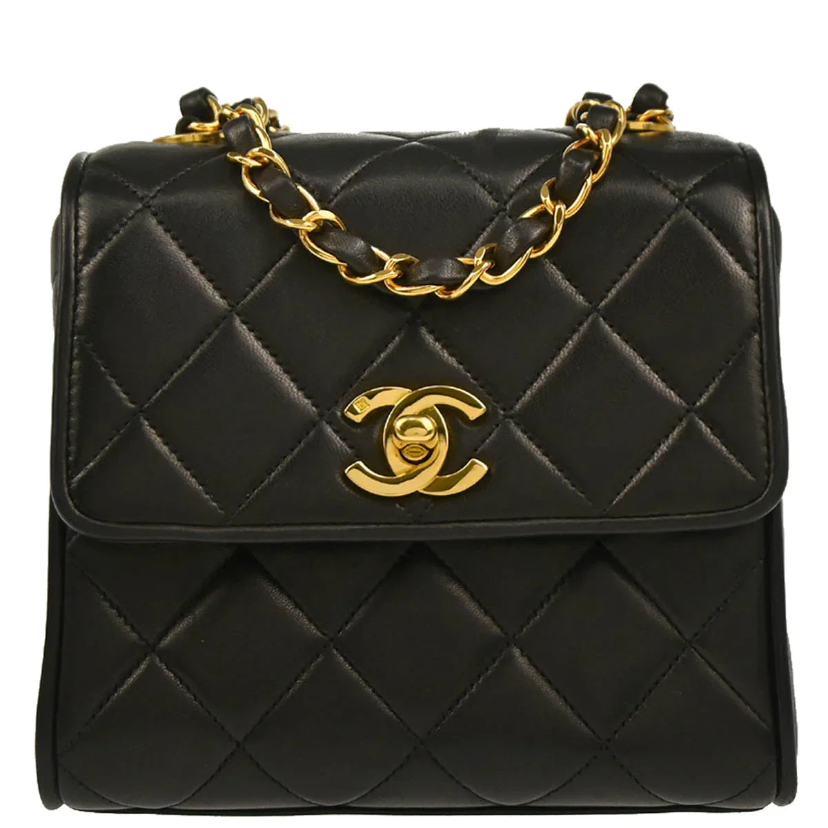 Chanel 1991-1994 Black Lambskin Shoulder Bag
