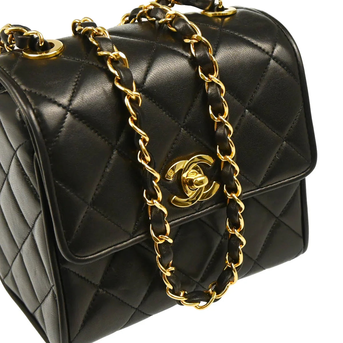 Chanel 1991-1994 Black Lambskin Shoulder Bag