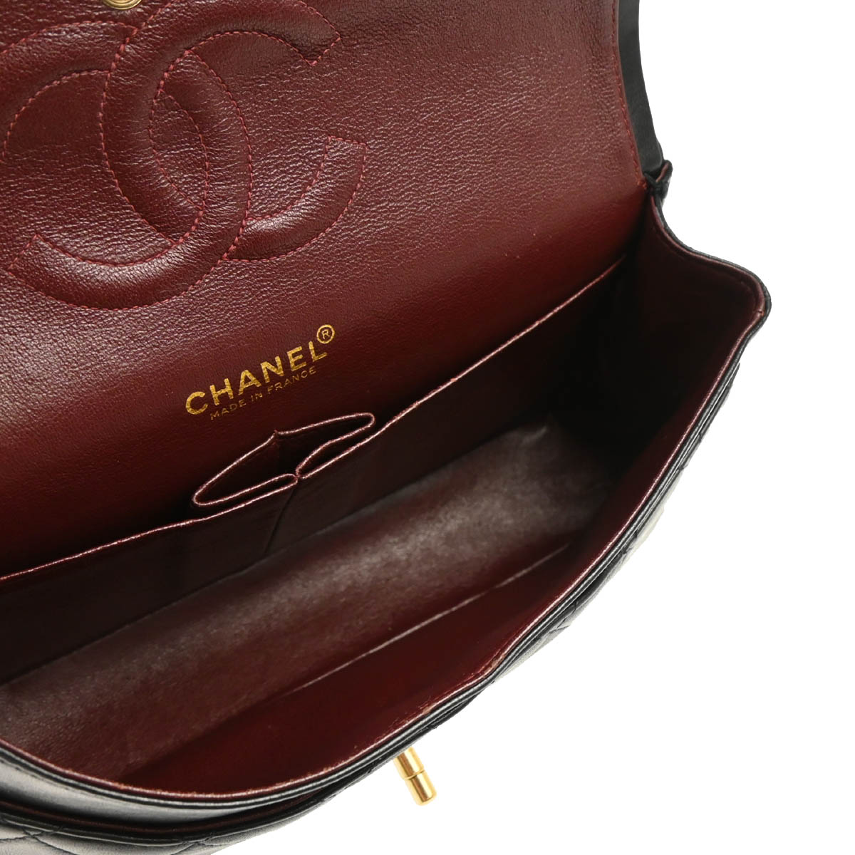 Chanel 2001-2003 Black Lambskin Medium Classic Double Flap Shoulder Bag