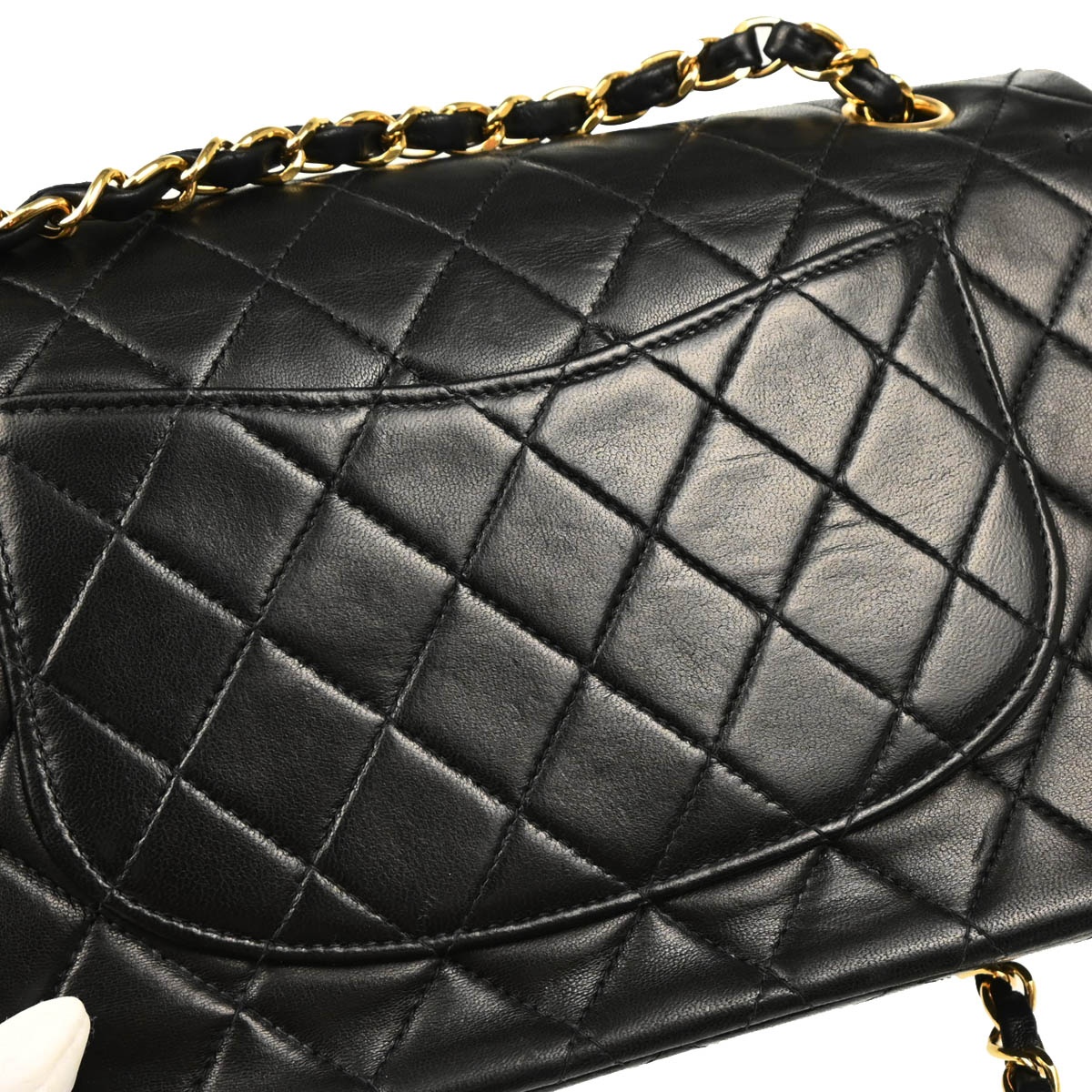 Chanel 2001-2003 Black Lambskin Medium Classic Double Flap Shoulder Bag