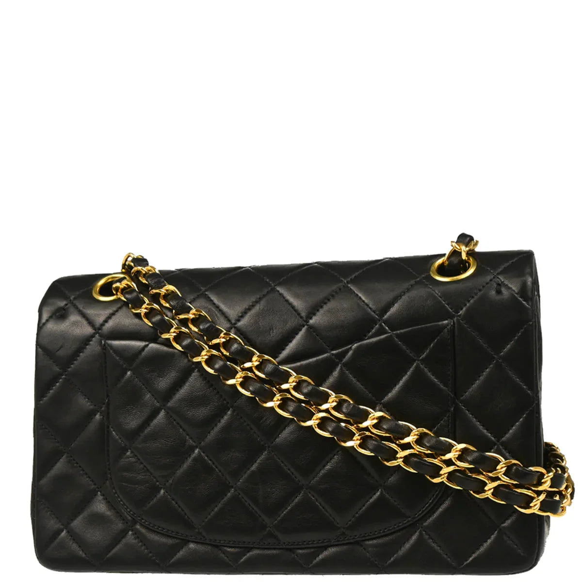 Chanel 1996-1997 Black Lambskin Small Classic Double Flap Shoulder Bag