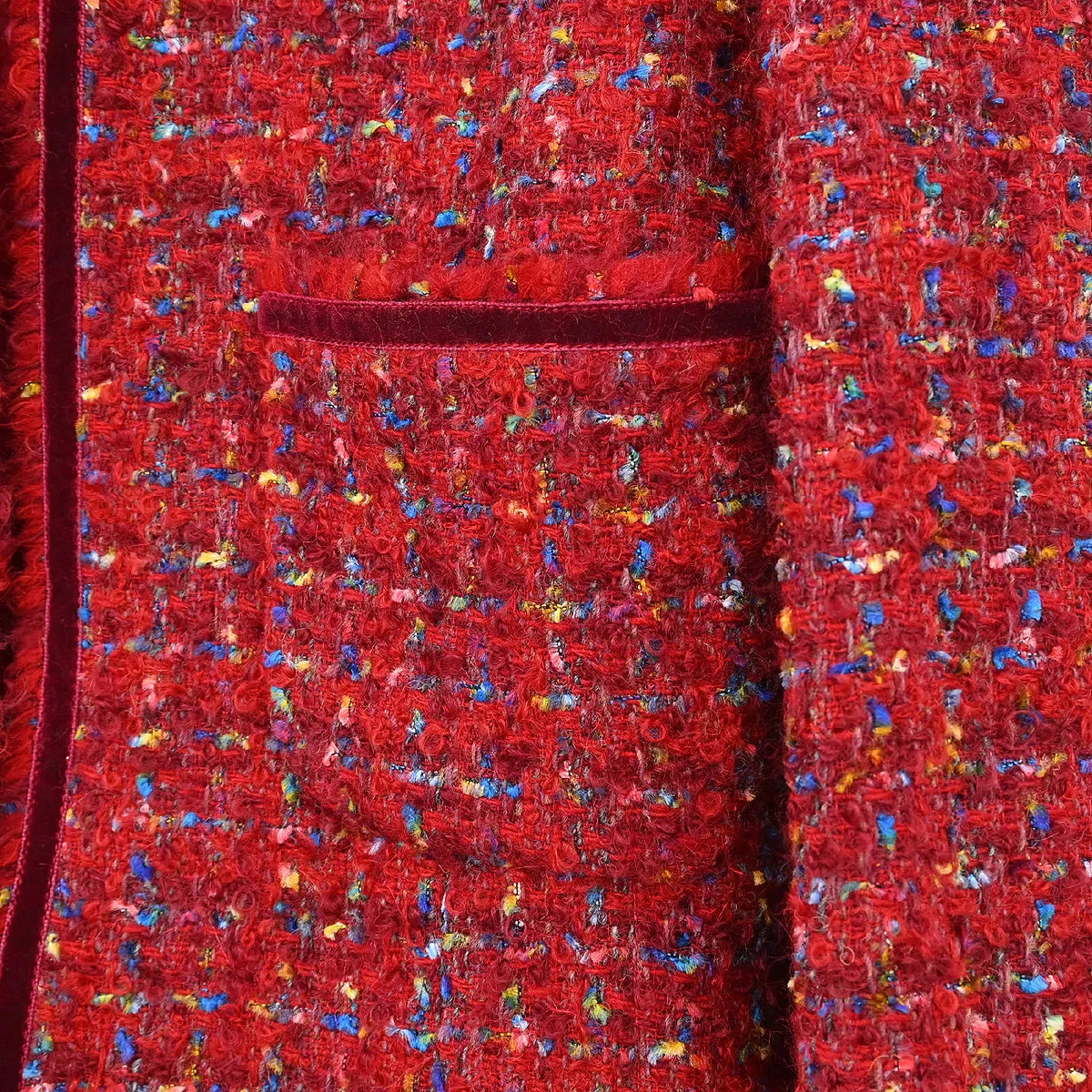 Chanel Setup Suit Jacket Skirt Red