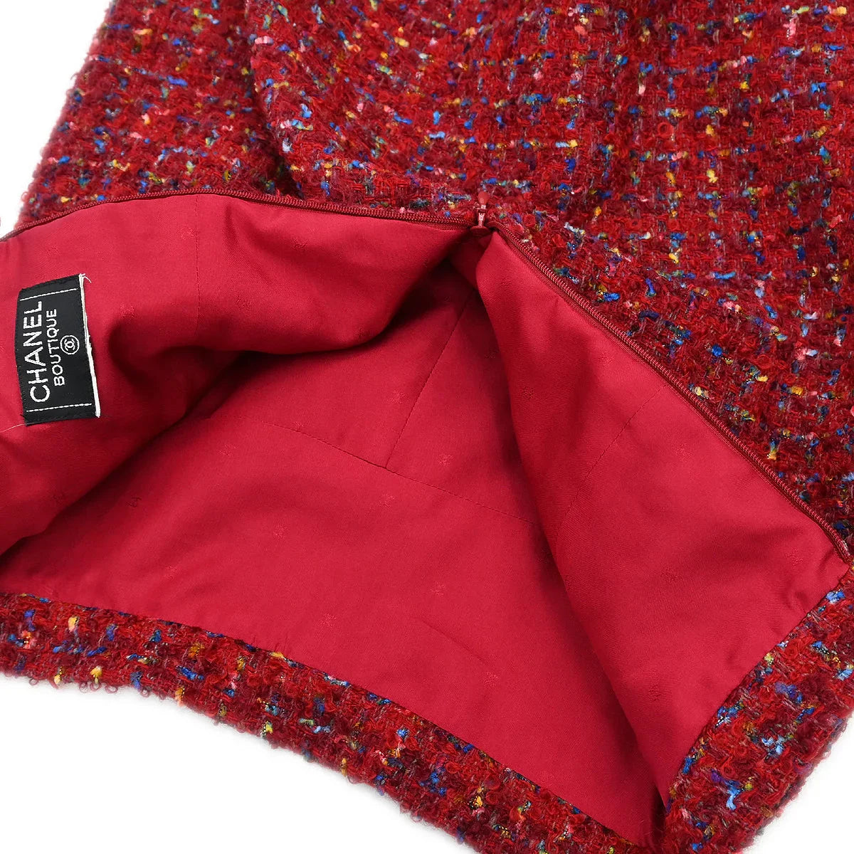 Chanel Setup Suit Jacket Skirt Red