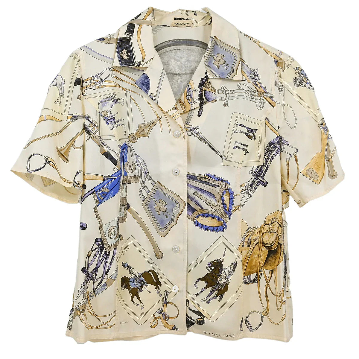 Hermes Short Sleeve Shirt Blouse White #38