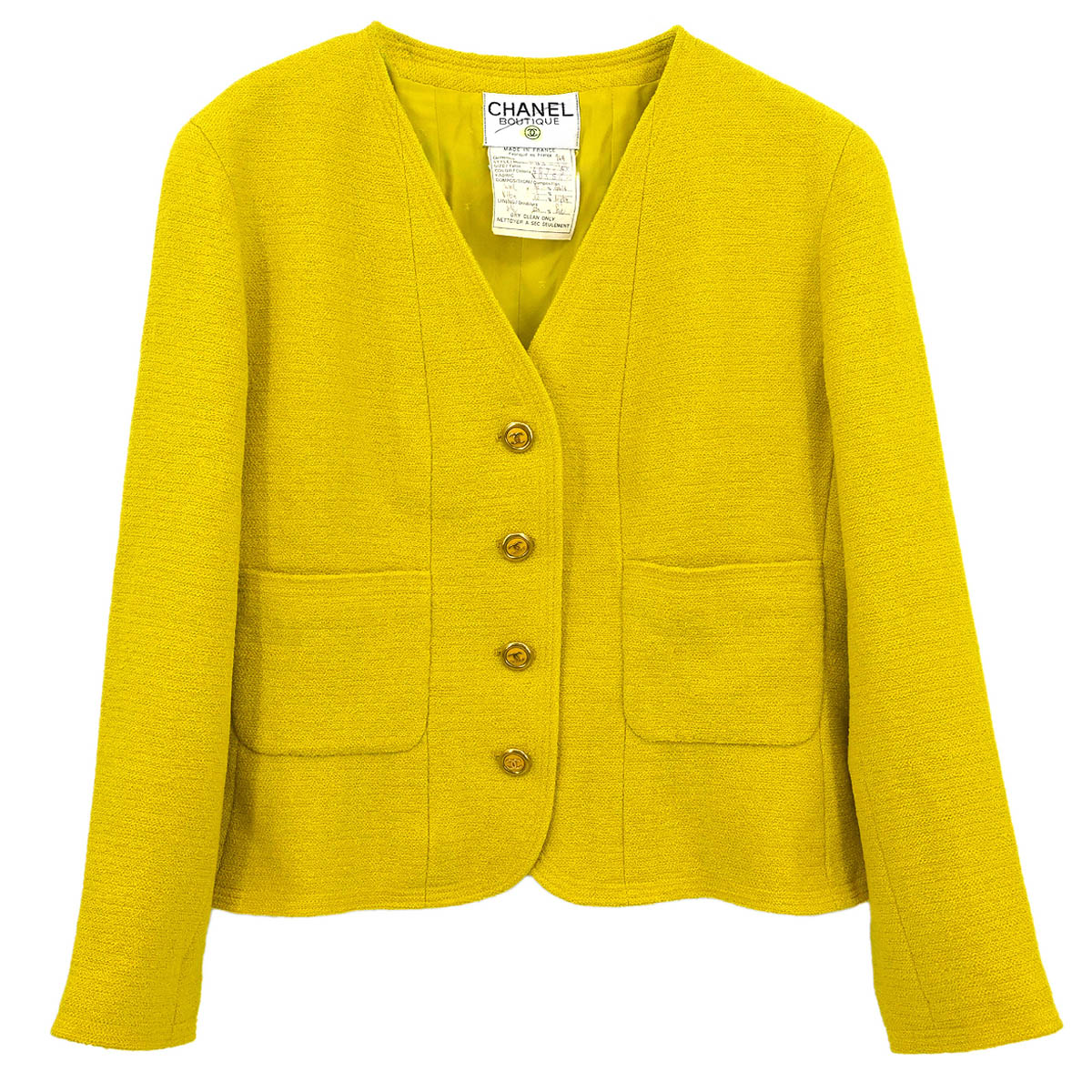 Chanel 1994 Collarless Jacket Yellow #46