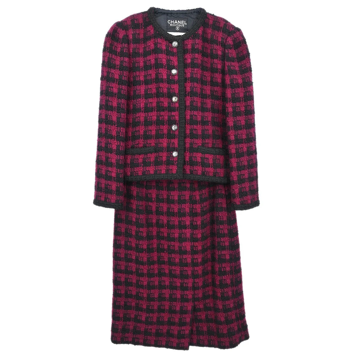 Chanel Setup Suit Jacket Skirt Bordeaux #36