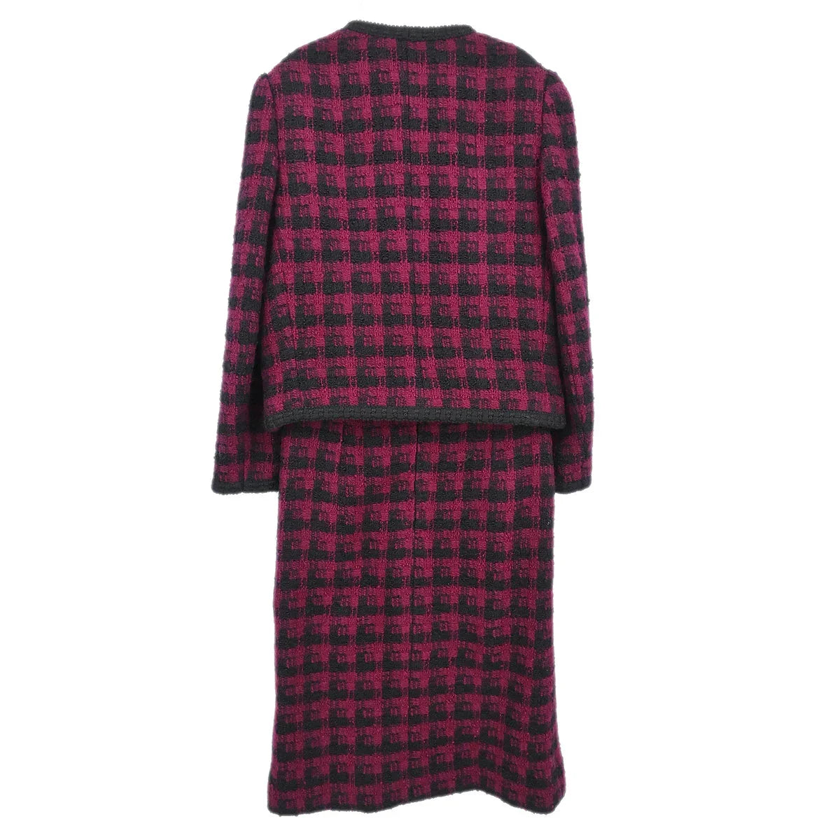 Chanel Setup Suit Jacket Skirt Bordeaux #36