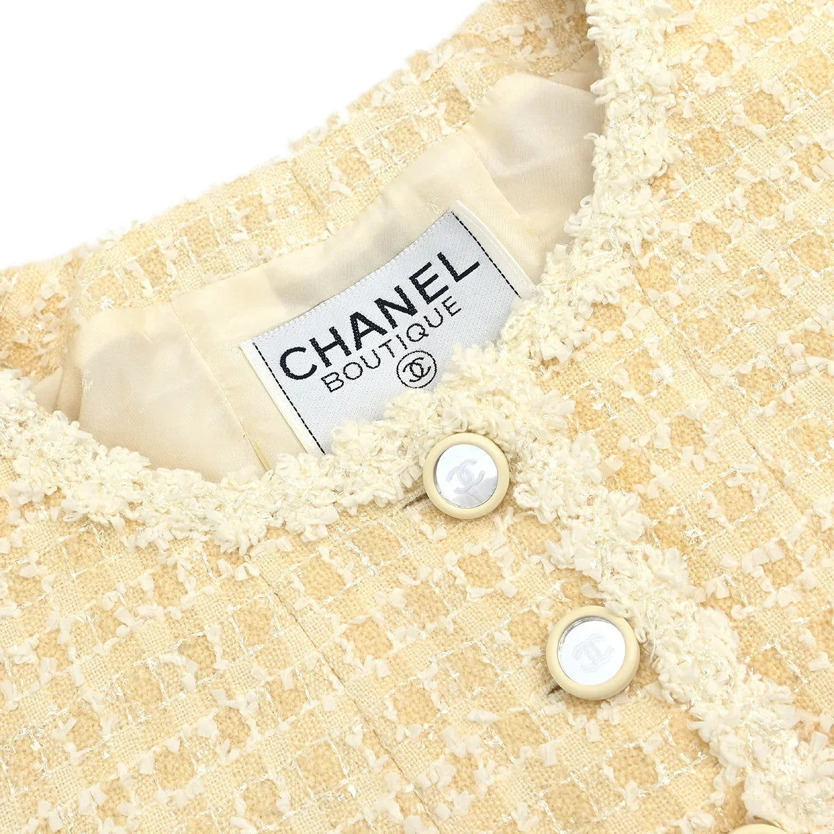 Chanel Collarless Single Breasted Jacket White #34