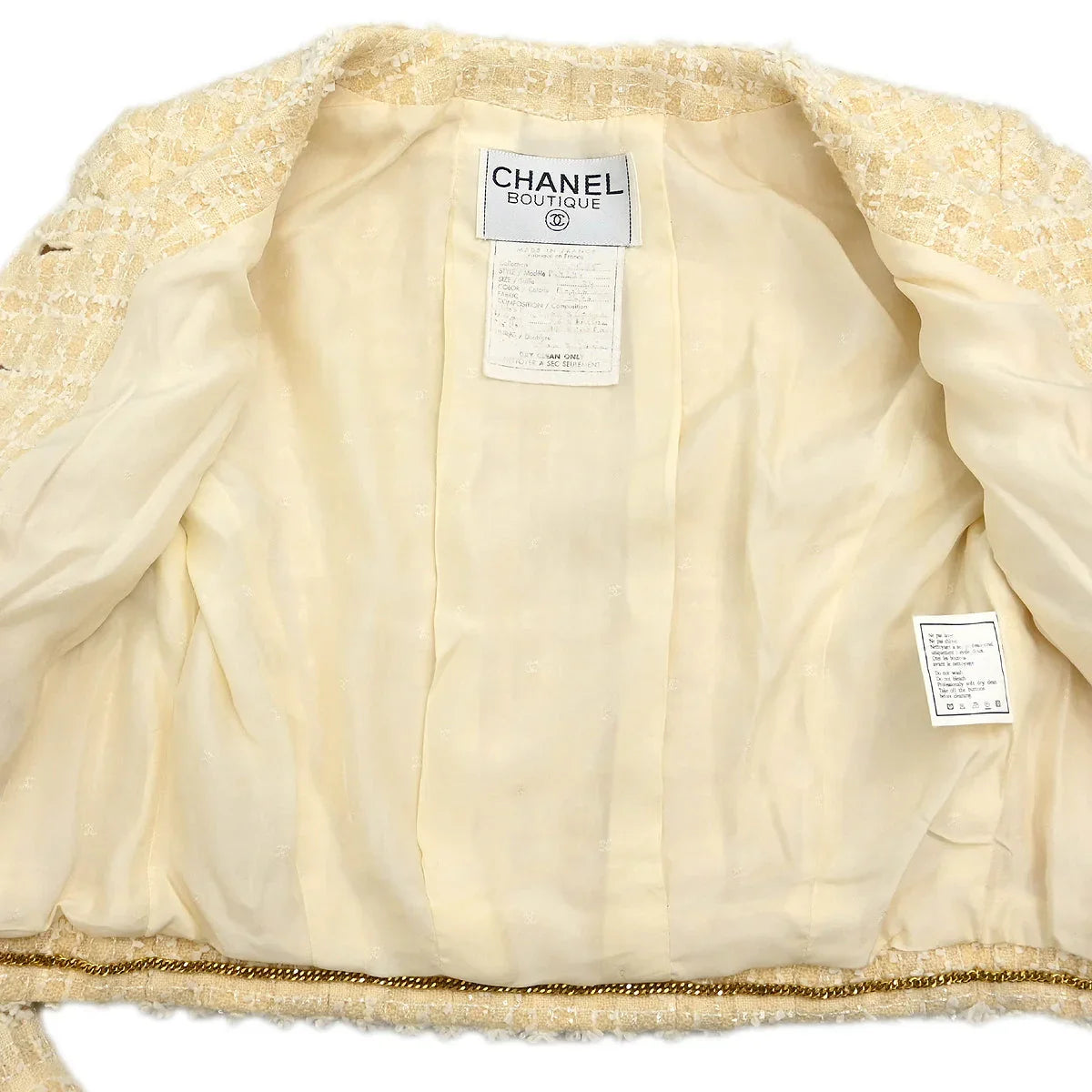 Chanel Collarless Single Breasted Jacket White #34