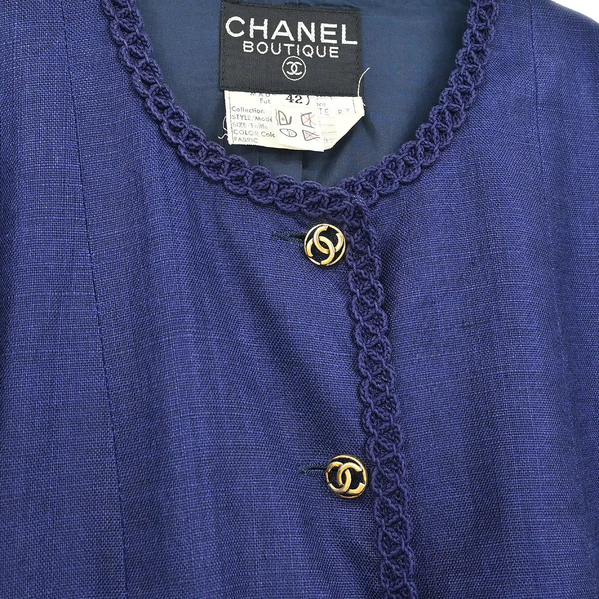 Chanel Setup Suit Jacket Skirt Navy #42