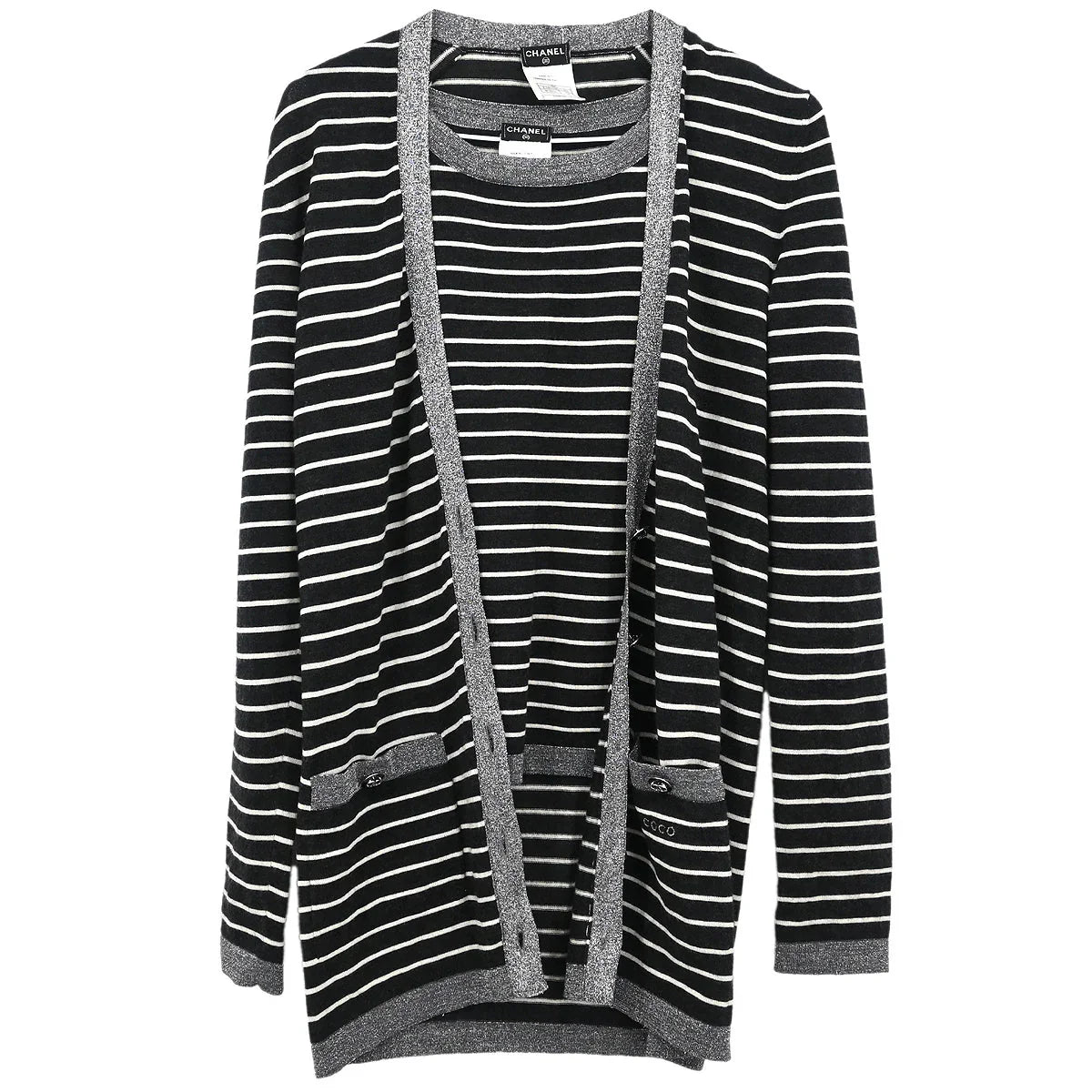 Chanel 2009 Ensemble Cardigan Sleeveless Top Black #34