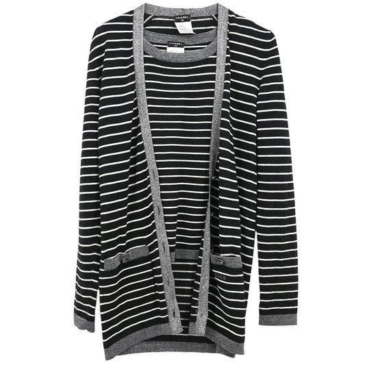 Chanel 2009 Set Cardigan Sleeveless Top Black #34