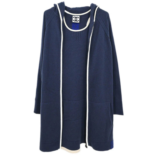 Chanel 2009 Sport Line Setup Suit Jacket Sleeveless Dress Navy #34