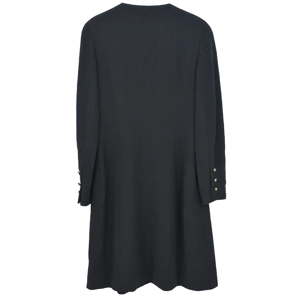 Chanel 1997 Single Breasted Collarless Jacket Black #42