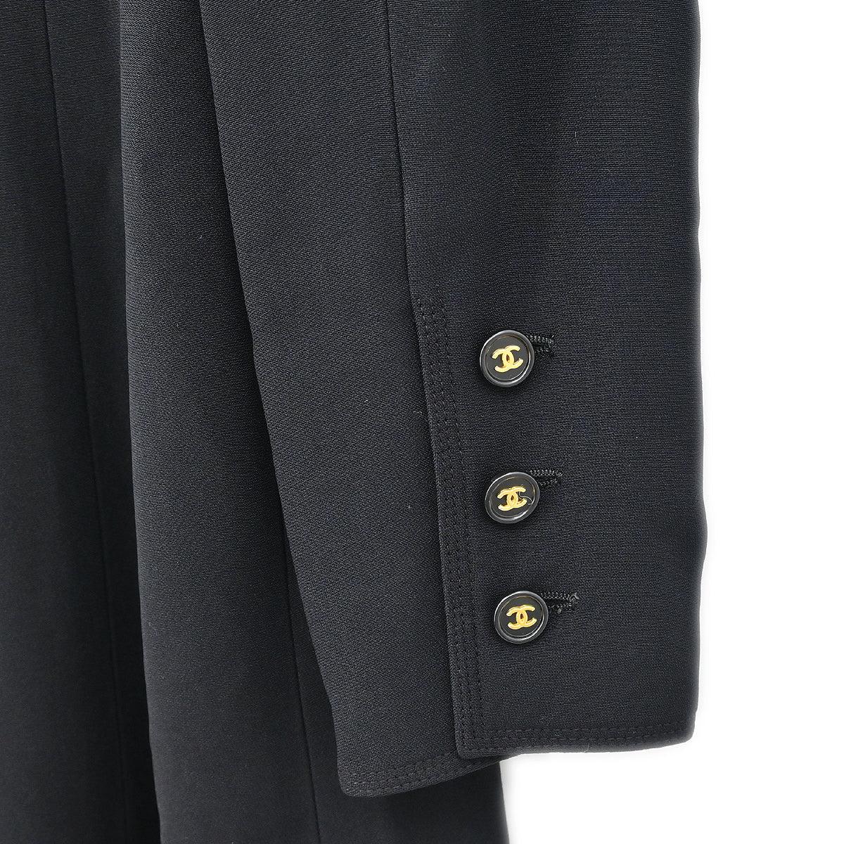 Chanel 1997 Single Breasted Collarless Jacket Black #42