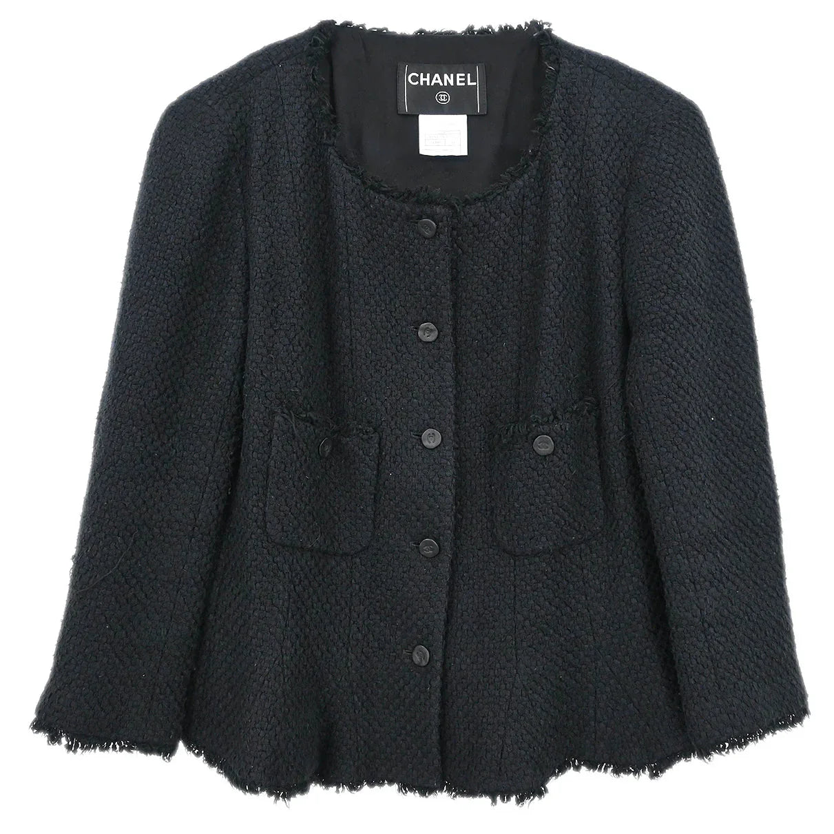 Chanel 2006 Single Breasted Collarless Jacket Black #44