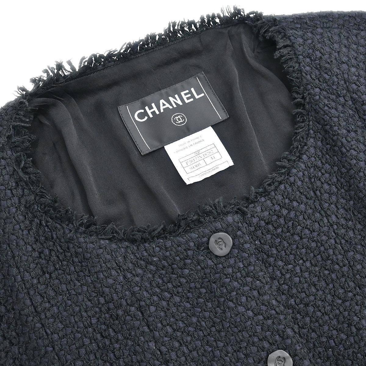 Chanel 2006 Single Breasted Collarless Jacket Black #44