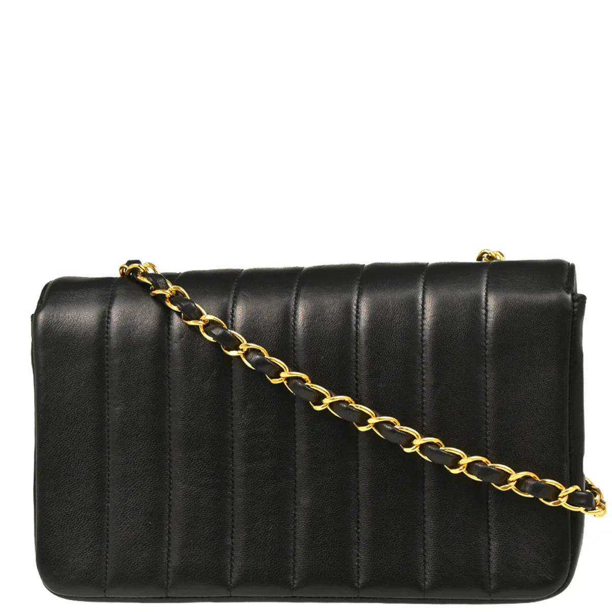 Chanel 1994-1996 Mademoiselle Black Lambskin Shoulder Bag