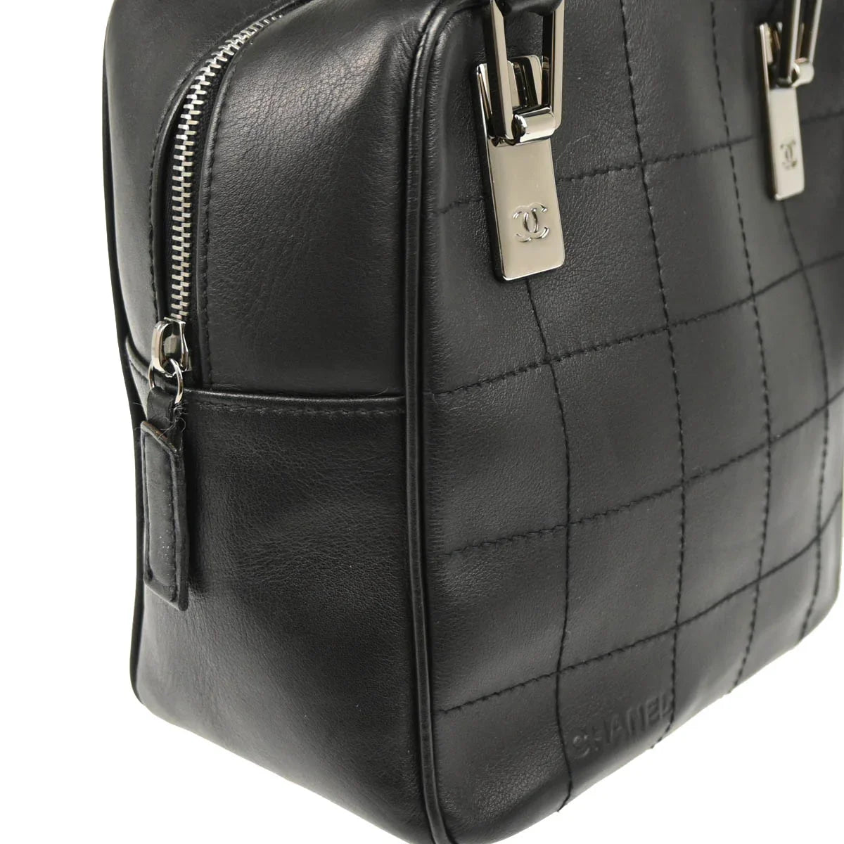 Chanel 2001-2003 Black Calfskin Choco Bar Handbag