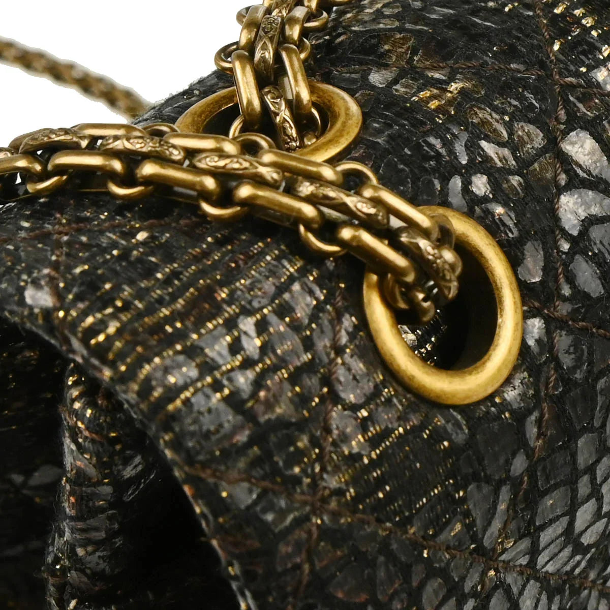 Chanel 2009-2010 Black Lacquer Tweed Mademoiselle Lock Double Flap Shoulder Bag