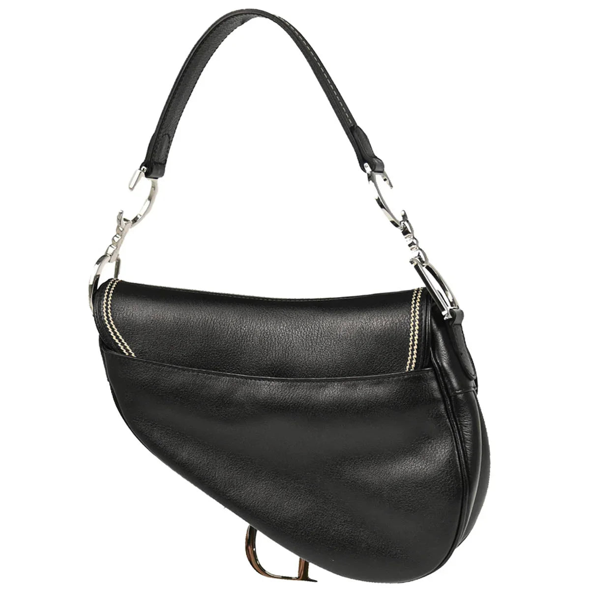 Christian Dior 2004 Black Leather Saddle Handbag