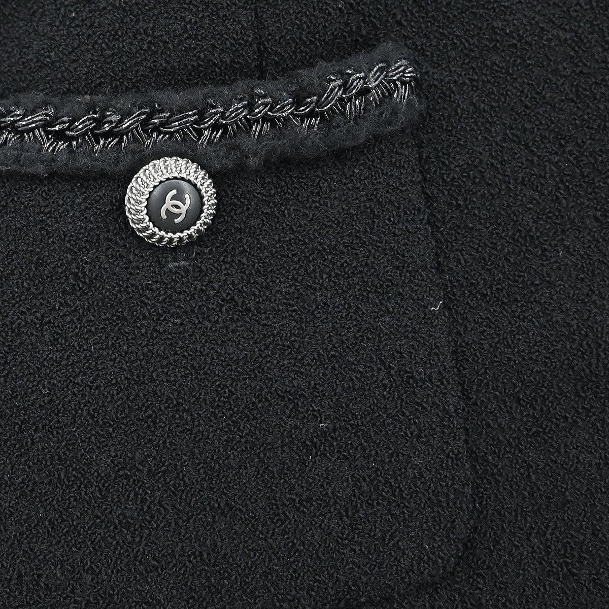 Chanel 2008 Single Breasted Collarless Jacket Black #38