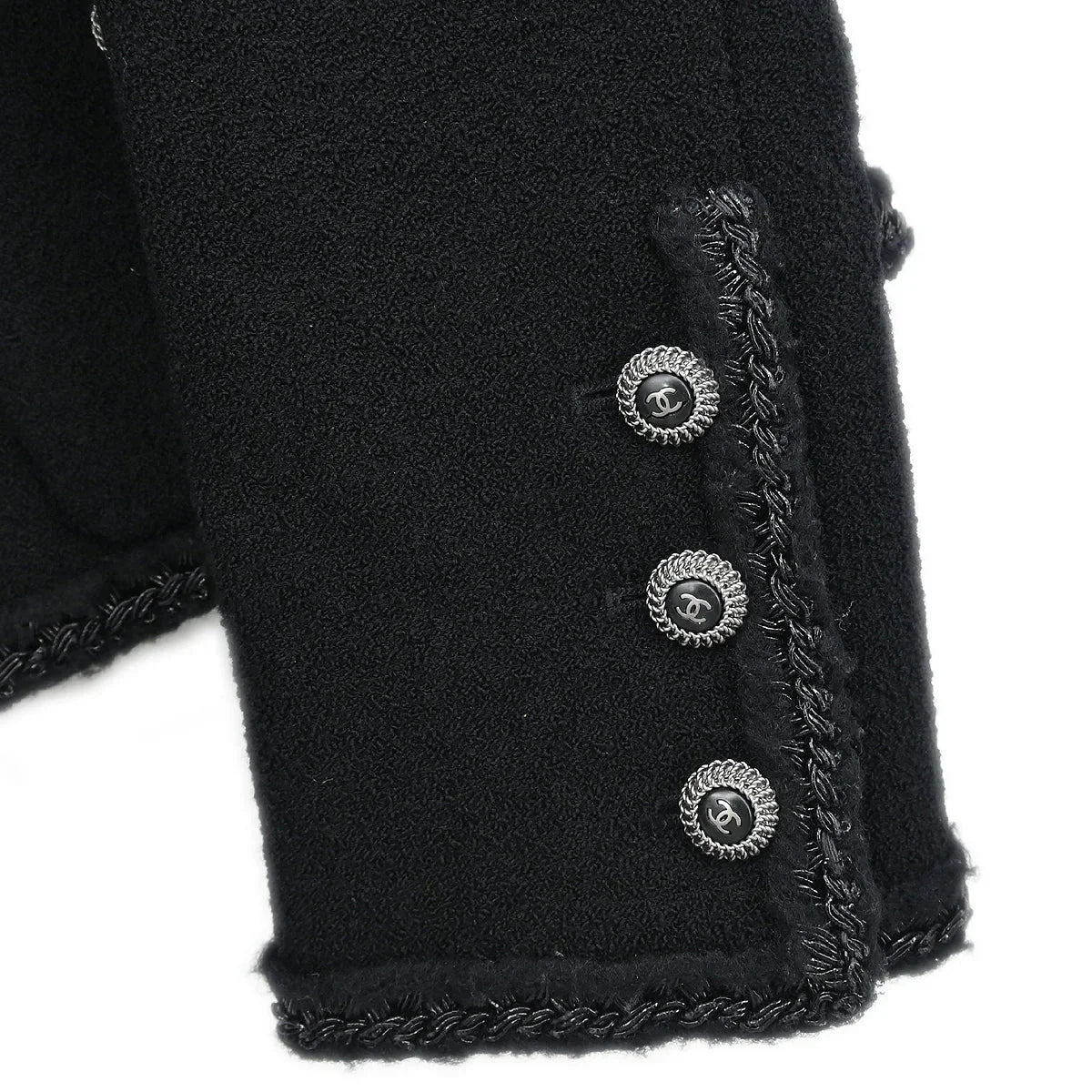 Chanel 2008 Single Breasted Collarless Jacket Black #38