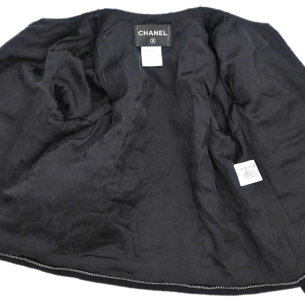 Chanel 2008 Single Breasted Collarless Jacket Black #38