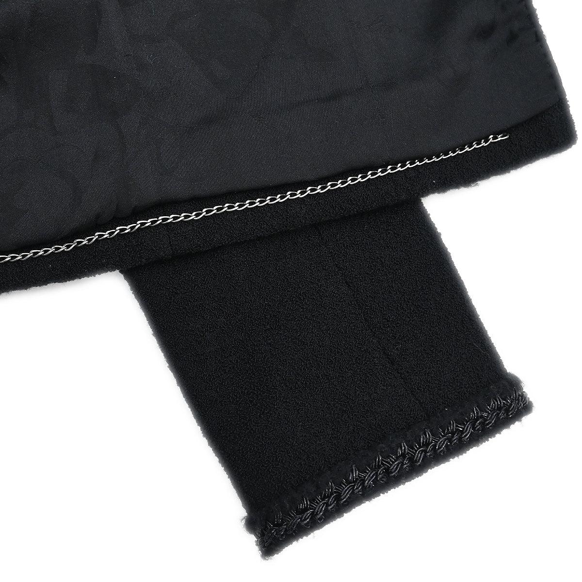 Chanel 2008 Single Breasted Collarless Jacket Black #38