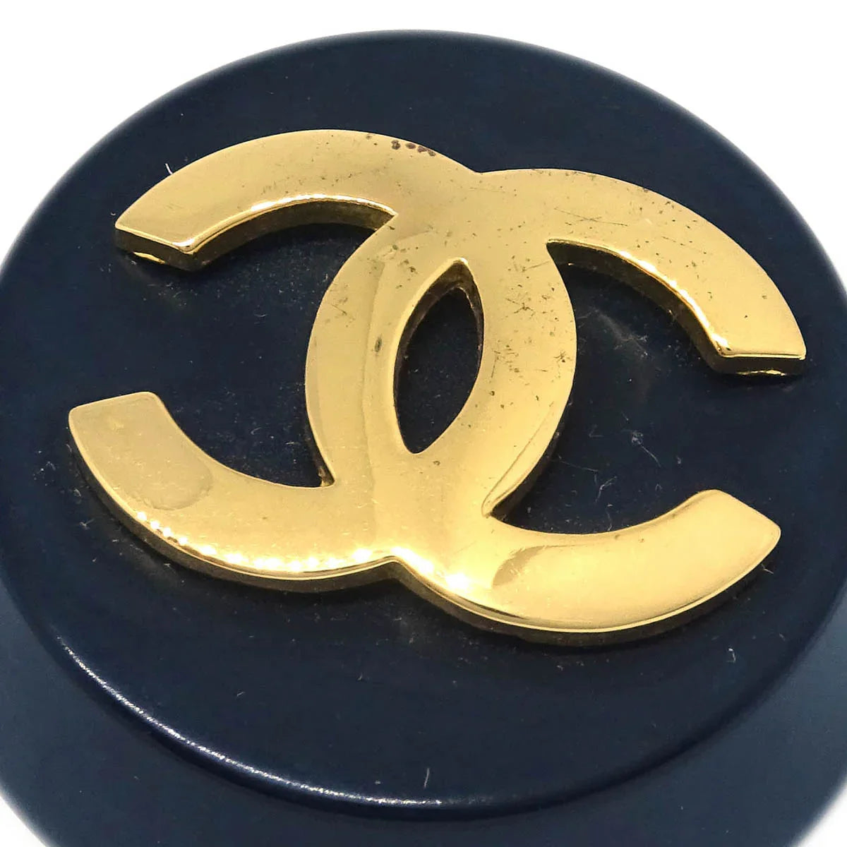 Chanel Gold Black Button Earrings Clip-On 26