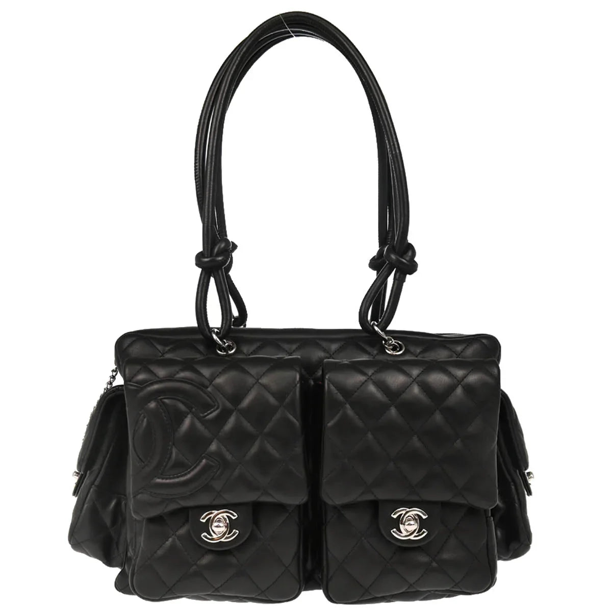 Chanel 2003-2004 Black Calfskin Cambon Ligne Reporter Bag Handbag
