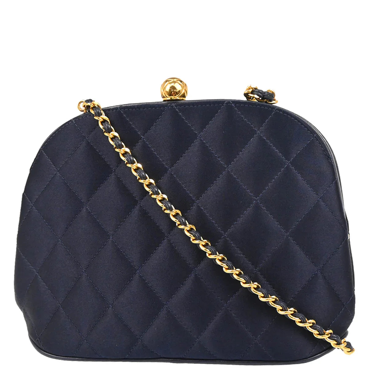 Chanel 1994-1996 Navy Satin Shoulder Bag