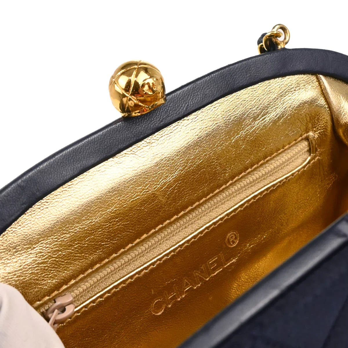 Chanel 1994-1996 Navy Satin Shoulder Bag