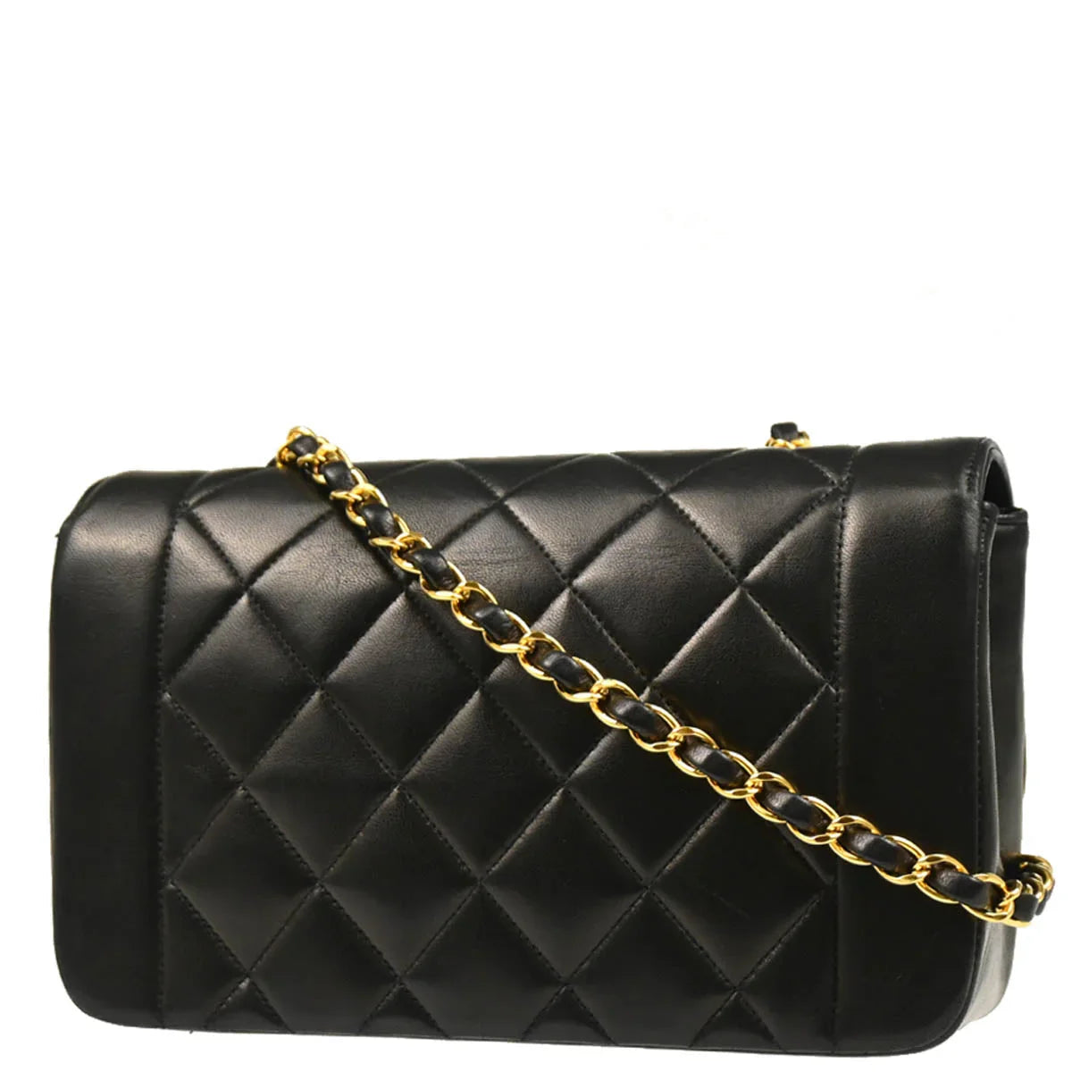 Chanel 1991-1994 Black Lambskin Small Diana Shoulder Bag