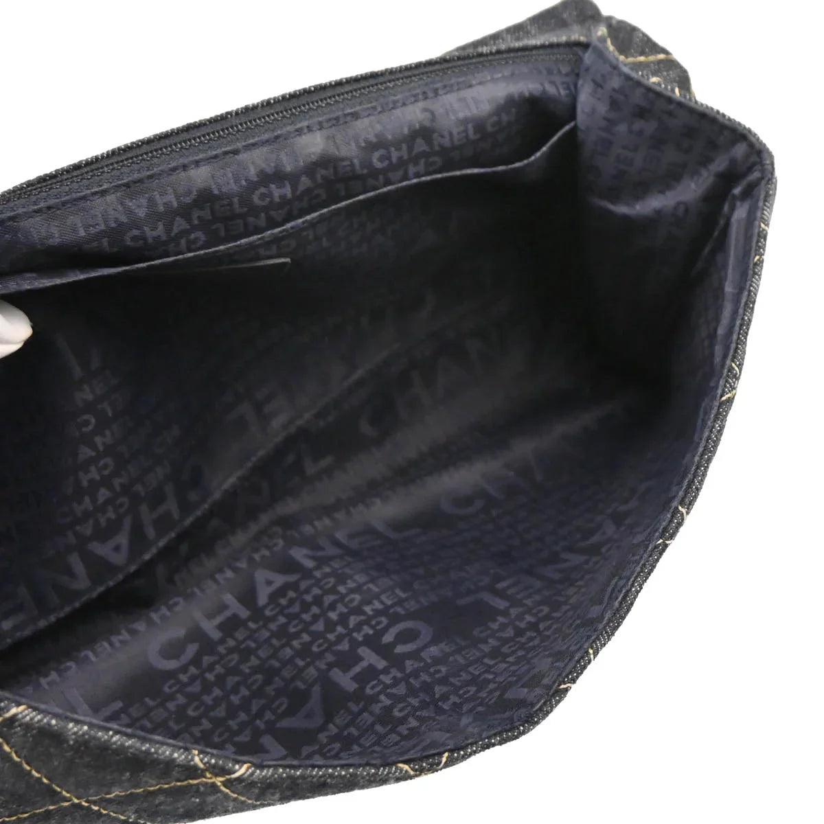 Chanel 2009-2010 Navy Denim Chain Shoulder Bag
