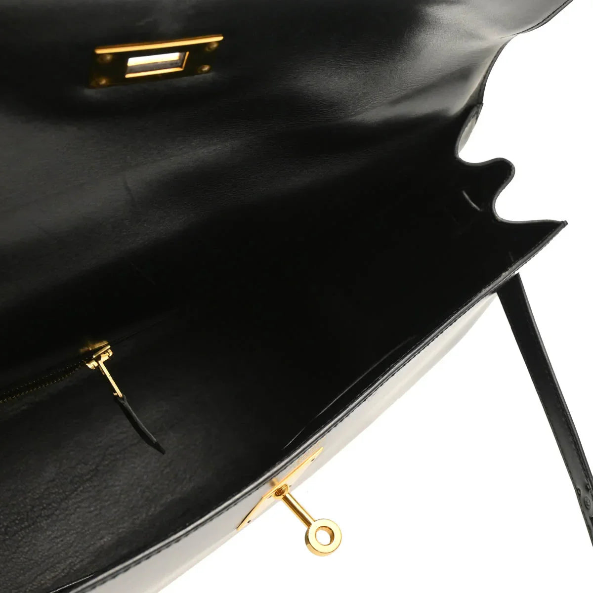 Hermes 1993 Black Box Calf Kelly 35 Sellier 2way Shoulder Handbag
