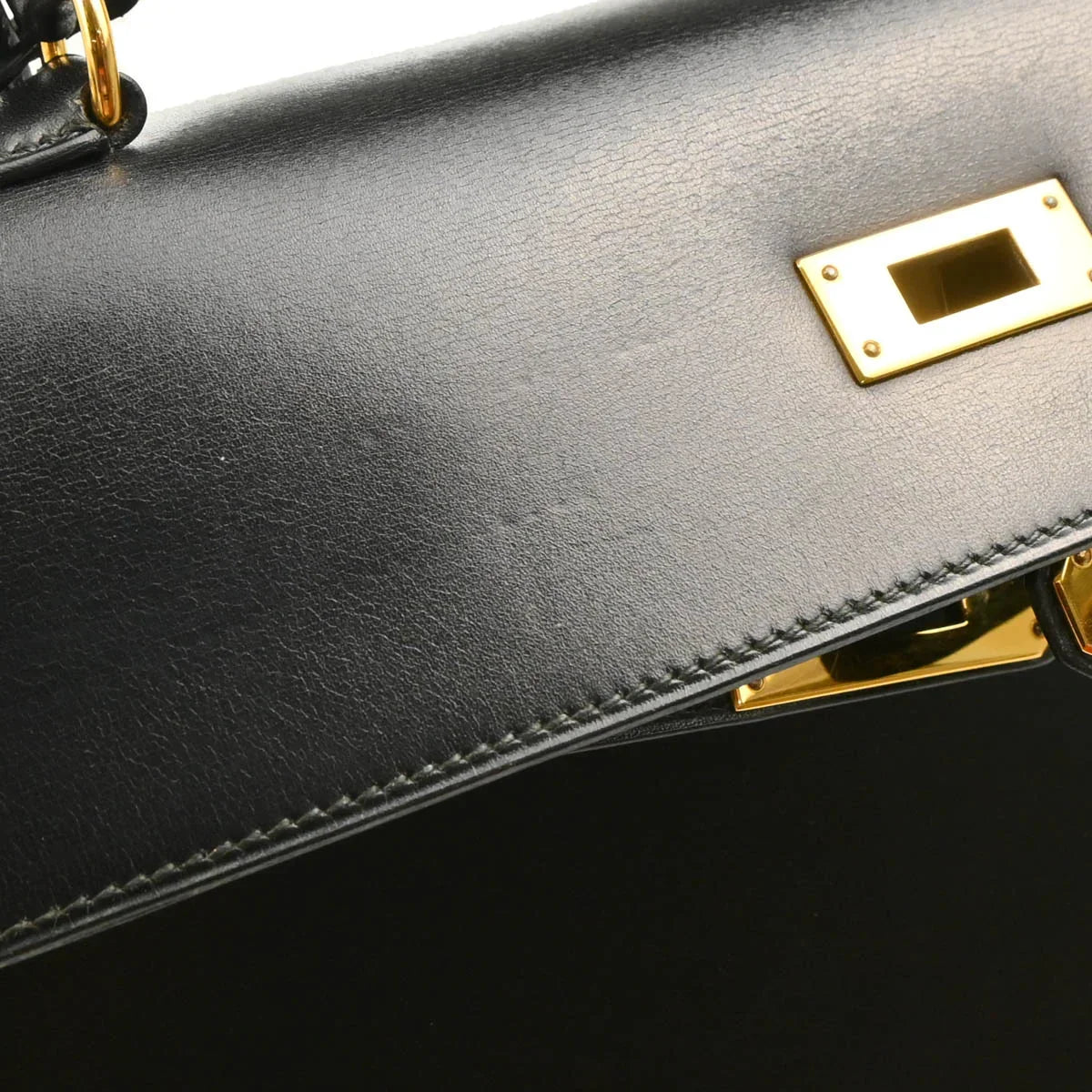 Hermes 1993 Black Box Calf Kelly 35 Sellier 2way Shoulder Handbag
