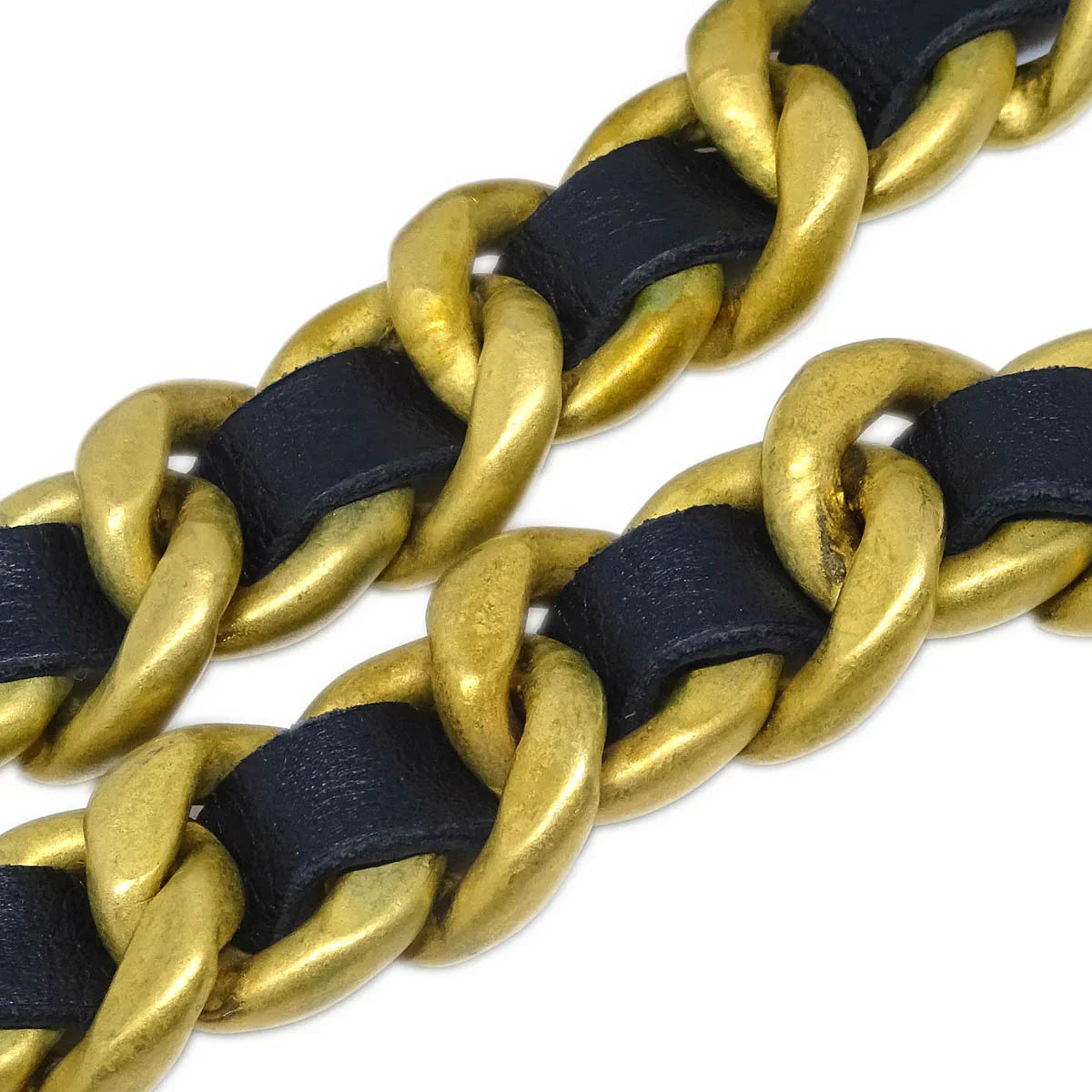 Chanel Gold Black Medallion Chain Belt 94P Small Good