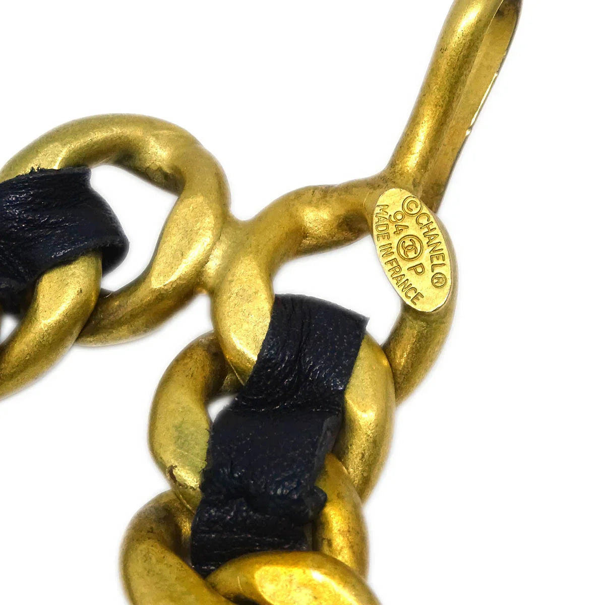 Chanel Gold Black Medallion Chain Belt 94P Small Good