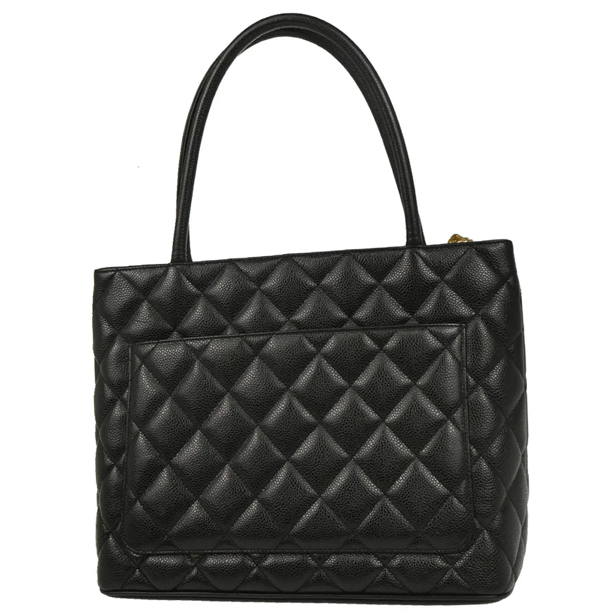 Chanel 2003-2004 Black Caviar Medallion Tote Handbag