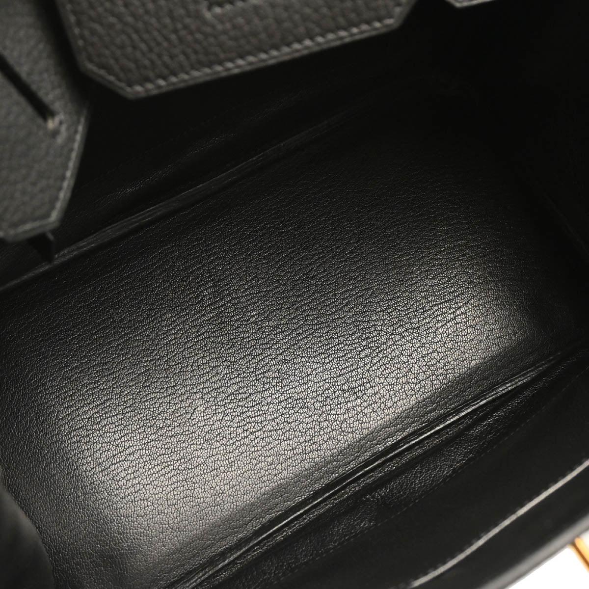 Hermes 2004 Black Taurillon Clemence Birkin 30 Handbag