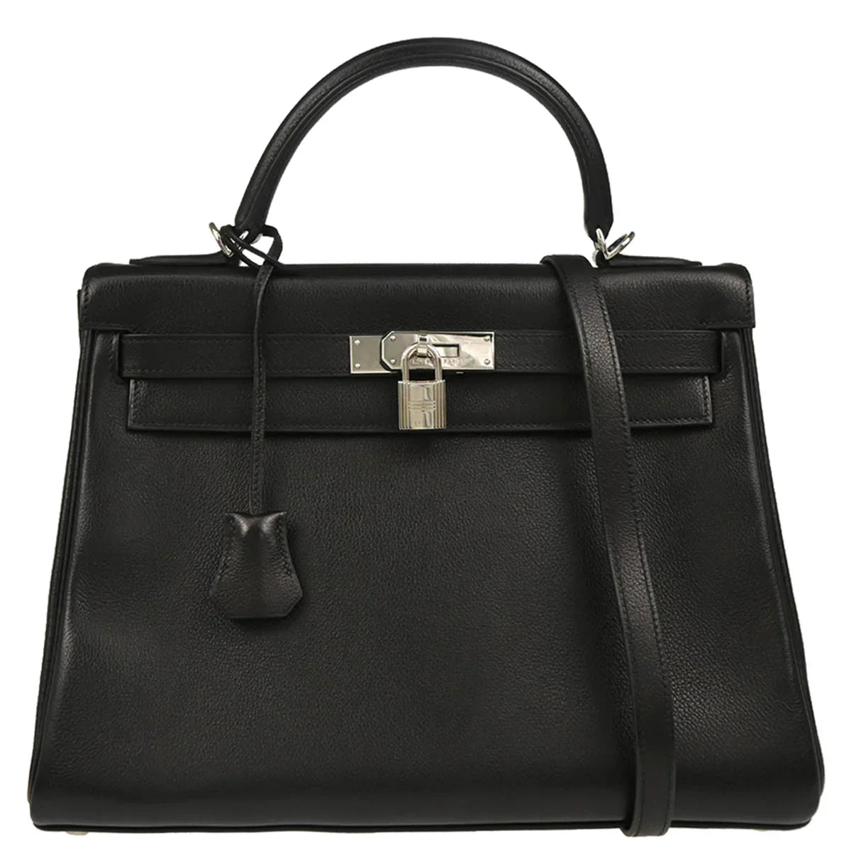 Hermes 2005 Black Chevre Kelly 32 Retourne 2way Shoulder Handbag