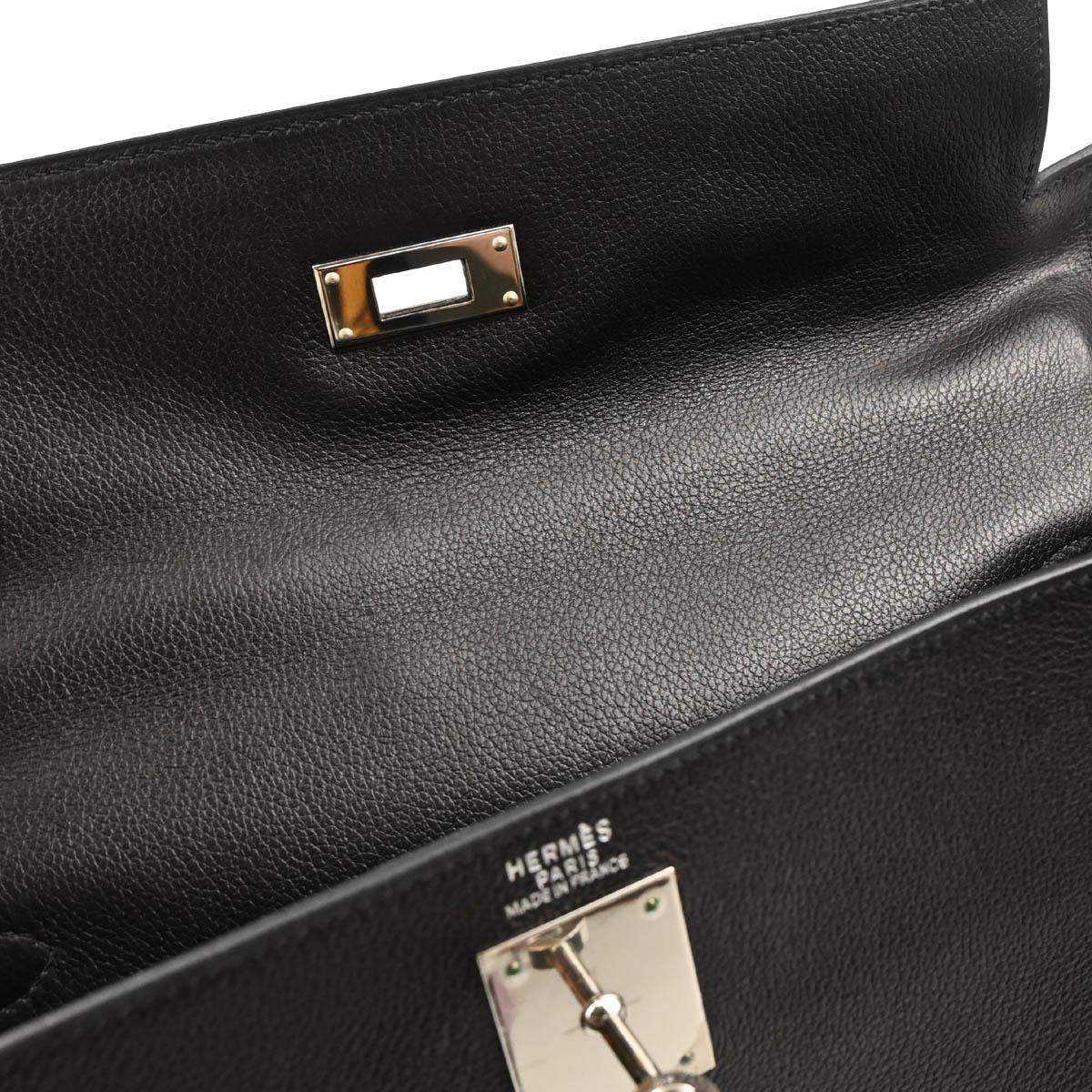 Hermes 2005 Black Chevre Kelly 32 Retourne 2way Shoulder Handbag