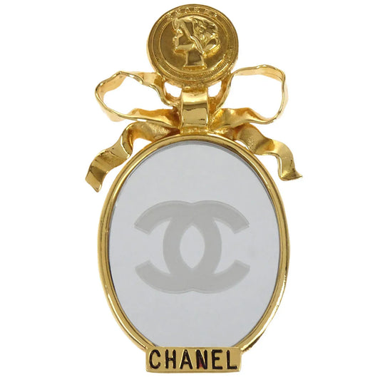 Chanel Bow Mirror Brooch Pin Gold