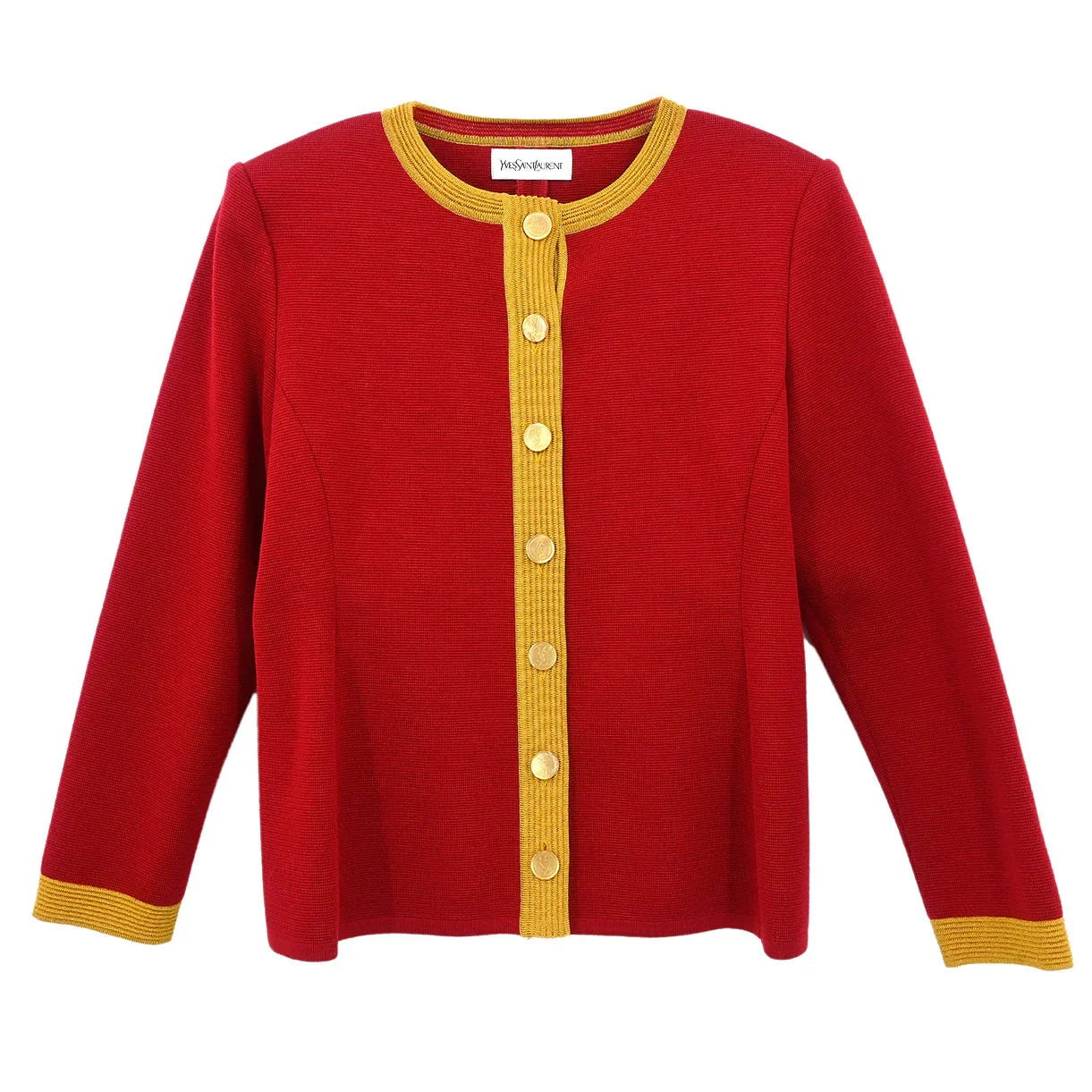 Yves Saint Laurent Single Breasted Collarless Jacket Red #M