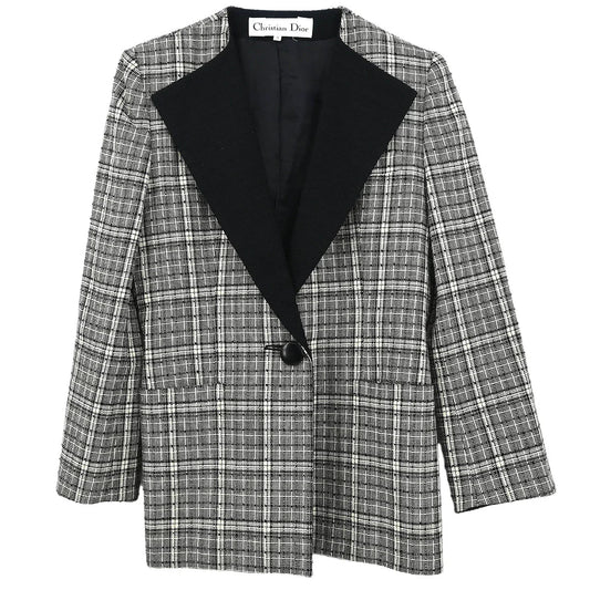 Christian Dior Single Breasted Collarless Jacket Gray