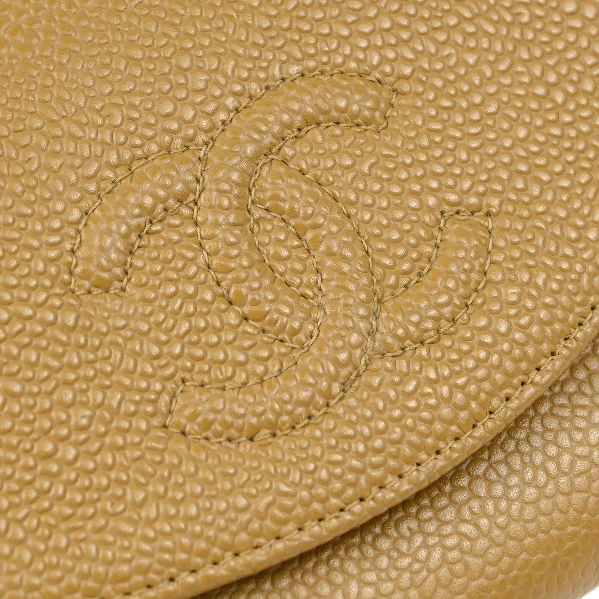 Chanel 2003-2004 Beige Caviar Bifold Wallet