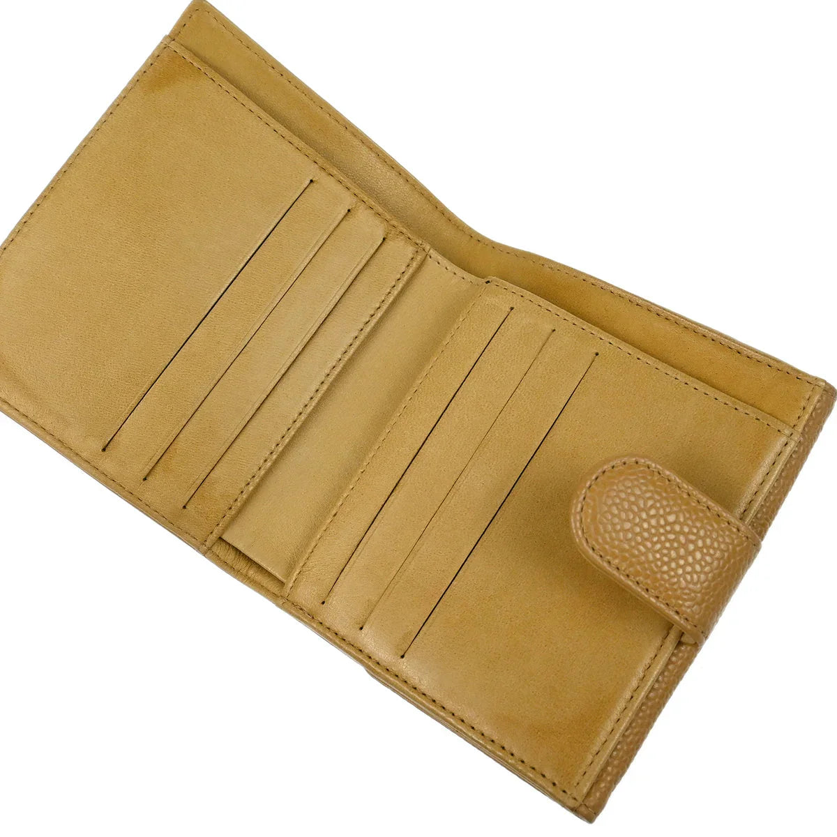Chanel 2003-2004 Beige Caviar Bifold Wallet